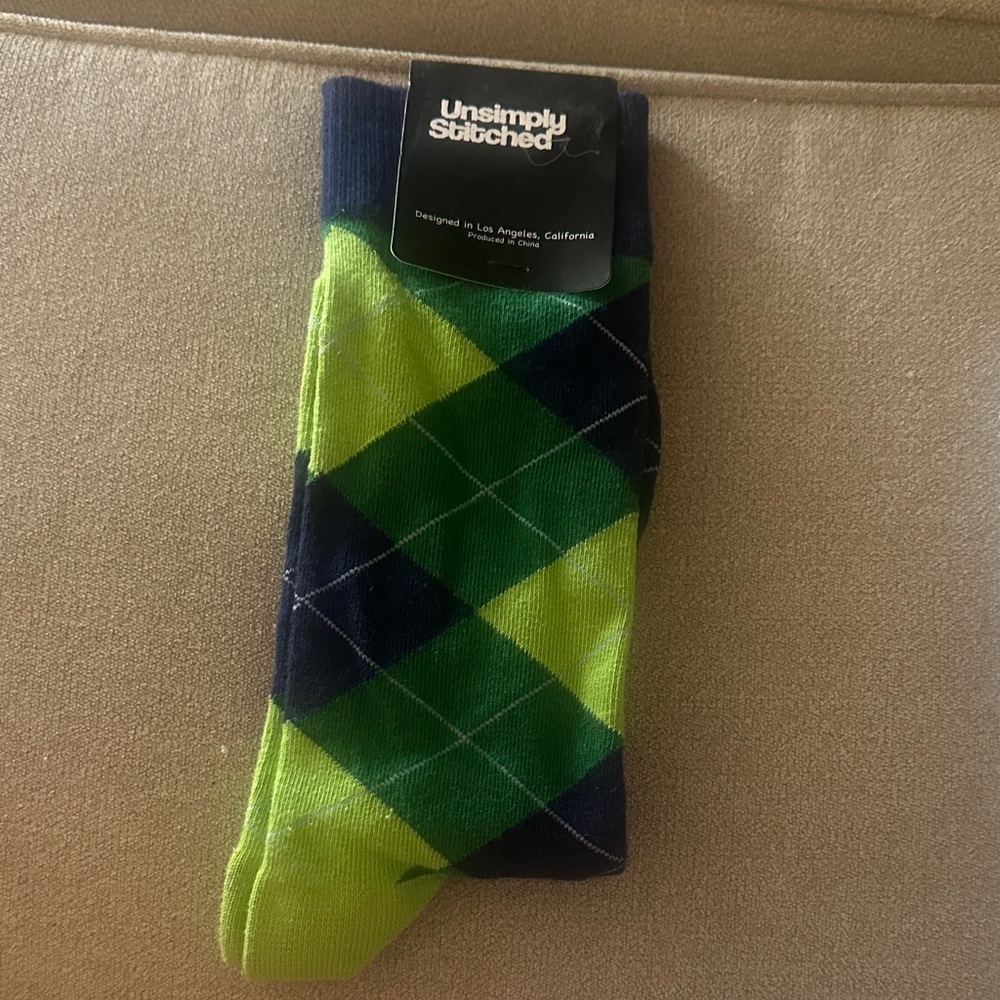 Men's Argyle Socks - Green and Blue